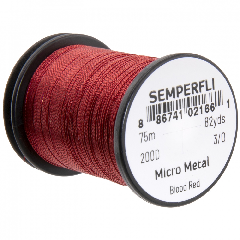 Semperfli Micro Metal Hybrid Thread, Tinsel & Wire Blood Red Fly Tying Materials (Product Length 82 Yds / 75m)